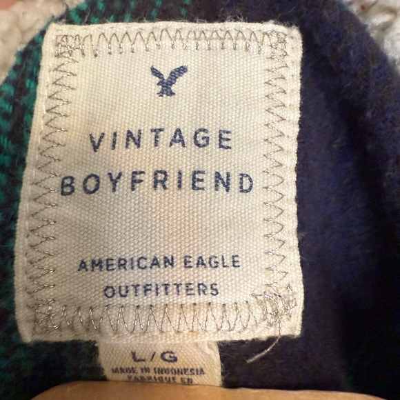 AE Vintage Boyfriend Sherpa Lined Hooded Flannel Jacket Green Plaid Size L - Picture 2 of 9